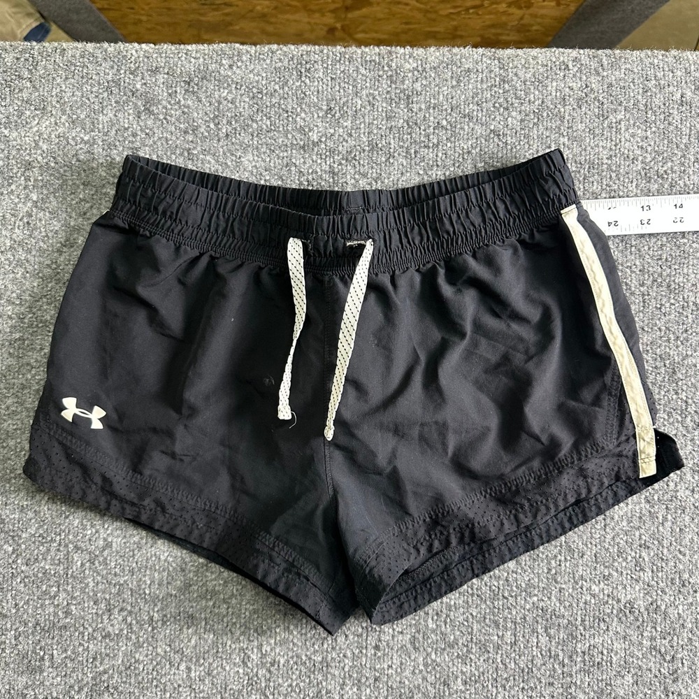 Under Armour Shorts Womens Size XS Black White Stripe Athletic Running Gym